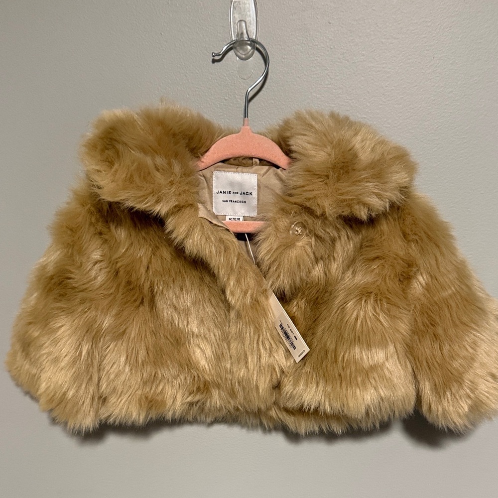 Janie and Jack Tan Faux Fur Kids Jacket